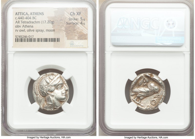 ATTICA. Athens. Ca. 440-404 BC. AR tetradrachm (24mm, 17.20 gm, 2h). NGC Choice ...