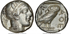 ATTICA. Athens. Ca. 440-404 BC. AR tetradrachm (23mm, 17.20 gm, 3h). NGC XF 4/5 - 4/5. Mid-mass coinage issue. Head of Athena right, wearing crested A...
