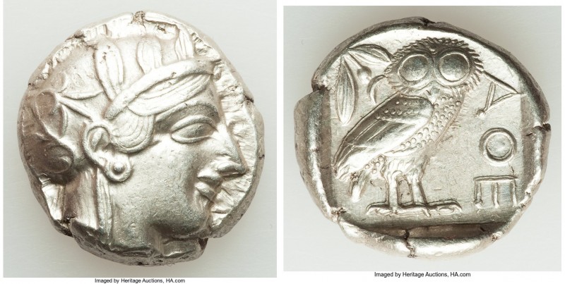 ATTICA. Athens. Ca. 440-404 BC. AR tetradrachm (24mm, 17.17 gm, 9h). XF. Mid-mas...