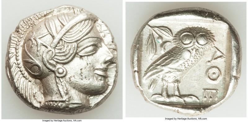 ATTICA. Athens. Ca. 440-404 BC. AR tetradrachm (25mm, 17.20 gm, 6h). XF. Mid-mas...