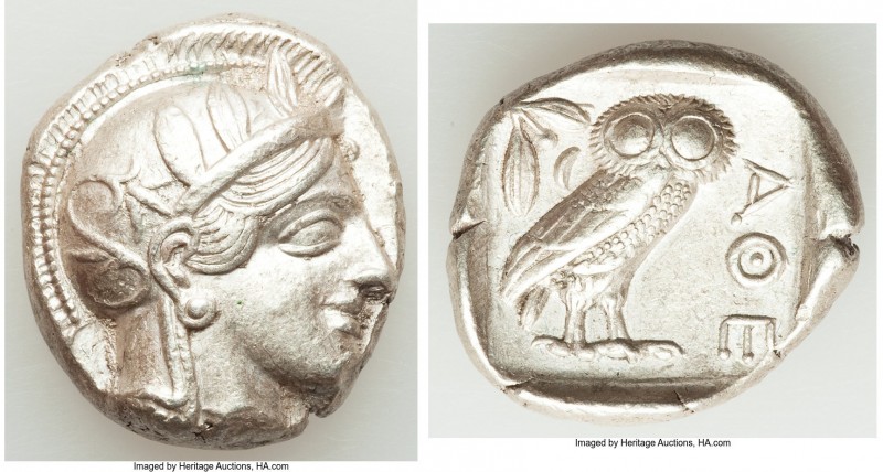 ATTICA. Athens. Ca. 440-404 BC. AR tetradrachm (25mm, 17.21 gm, 3h). XF. Mid-mas...