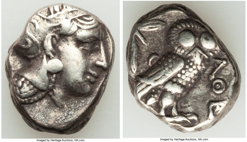 ATTICA. Athens. Ca. 393-294 BC. AR tetradrachm (23mm, 17.08 gm, 7h). XF. Head of...