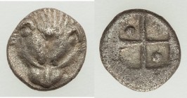 ARCHAEANACTID KINGDOM. Panticapaeum. Ca. 470-460 BC. AR hemiobol (7mm, 0.36 gm). Choice XF. Lion head seen from above, mane lightly indicated by short...