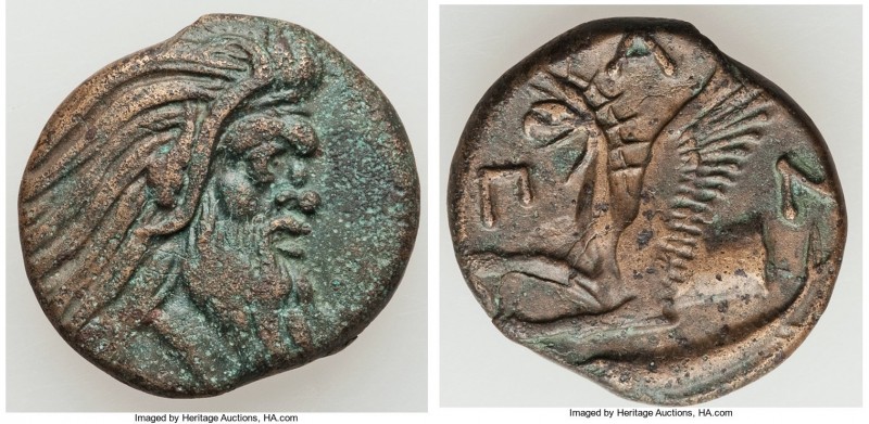CIMMERIAN BOSPORUS. Panticapaeum. 4th century BC. AE (21mm, 7.13 gm, 12h). VF. H...