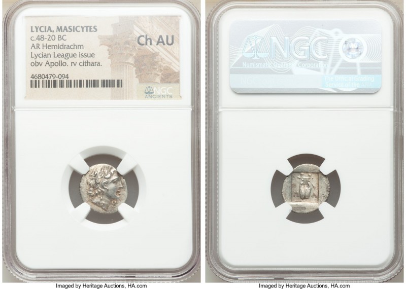 LYCIAN LEAGUE. Masicytes. Ca. 48-20 BC. AR hemidrachm (15mm, 12h). NGC Choice AU...