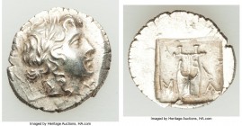 LYCIAN LEAGUE. Masicytes. Ca. 48-20 BC. AR hemidrachm (15mm, 2.10 gm, 12h). AU. Series 1. Laureate head of Apollo right; Λ-Y below / M-A, cithara (lyr...