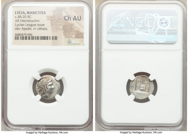 LYCIAN LEAGUE. Masicytes. Ca. 48-20 BC. AR hemidrachm (16mm, 12h). NGC Choice AU...