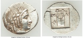 LYCIAN LEAGUE. Masicytes. Ca. 48-20 BC. AR hemidrachm (15mm, 2.01 gm, 12h). AU. Series 5. Laureate head of Apollo right; Λ-Y below / M-A, cithara (lyr...