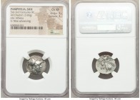 PAMPHYLIA. Side. Ca. 3rd-2nd centuries BC. AR drachm (18mm, 3.89 gm, 11h). NGC Choice XF 3/5 - 3/5. Ct-, magistrate. Head of Athena right, wearing tri...