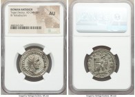 SYRIA. Antioch. Trajan Decius (AD 249-251). BI tetradrachm (27mm, 12h). NGC AU. 5th officina, AD 249-250. AYT K Γ MЄ KY ΔЄKIOC TPAIANOC CЄB, radiate, ...