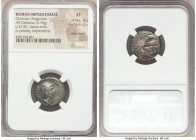 Octavian, as Triumvir (43-32 BC). AR denarius (19mm, 3.75 gm, 10h). NGC XF 4/5 - 2/5, edge marks. Uncertain mint in Italy, 37 BC. IMP•CAESAR-DIVI•F•II...