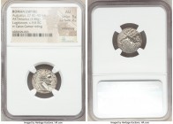 Augustus (27 BC-AD 14). AR denarius (18mm, 3.88 gm, 8h). NGC AU 5/5 - 2/5, smoothing. Lugdunum, 8 BC. DIVI•F-AVGVSTVS, laureate head of Augustus right...