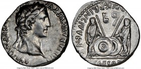 Augustus (27 BC-AD 14). AR denarius (18mm, 3.73 gm, 12h). NGC Choice XF 4/5 - 4/5. Lugdunum, 2 BC-AD 4. CAESAR AVGVSTVS-DIVI F PATER PATRIAE, laureate...
