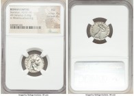 Domitian (AD 81-96). AR denarius (18mm, 3.60 gm, 7h). NGC AU 4/5 - 4/5. Rome, 1 January-13 September AD 92. IMP CAES DOMIT AVG-GERM P M TR P XI, laure...
