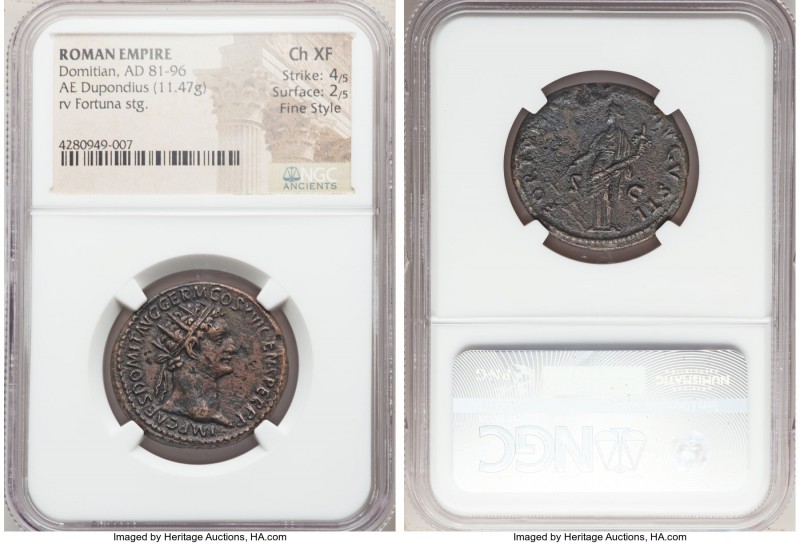 Domitian (AD 81-96). AE dupondius (27mm, 11.47 gm, 6h). Choice XF 4/5 - 2/5, Fin...