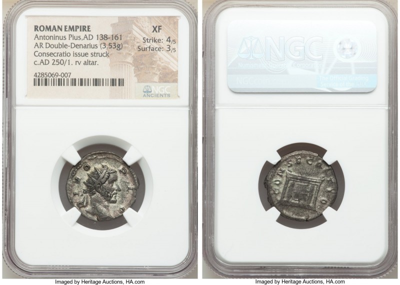 Divus Antoninus Pius (AD 138-161). AR antoninianus (22mm, 3.53 gm, 1h). NGC XF 4...