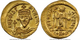 Phocas (AD 602-610). AV solidus (21mm, 4.41 gm, 6h). NGC MS 4/5 - 4/5, clipped. Constantinople, 10th officina, AD 607-609. d NN FOCAS-PЄRP AVG, crowne...