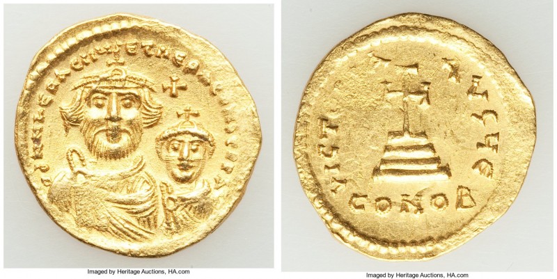 Heraclius (AD 610-641), and Heraclius Constantine. AV solidus (21mm, 4.45 gm, 7h...