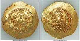 Michael VII Ducas (AD 1071-1078). AV/EL histamenon nomisma scyphate (30mm, 4.28 gm, 6h). About XF, graffiti, edge crimps. Constantinople. Bust of Chri...