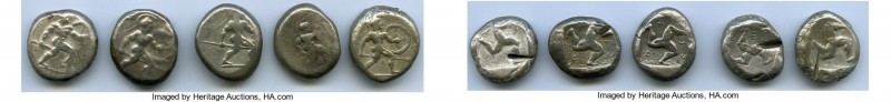 ANCIENT LOTS. Greek. Pamphylia. Aspendus. Ca. mid-5th century BC. Lot of five (5...