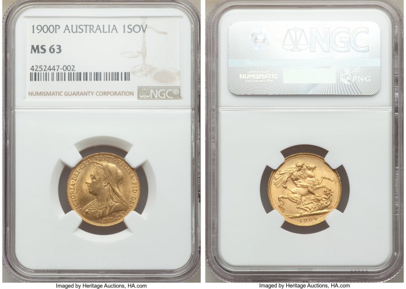 Victoria gold Sovereign 1900-P MS63 NGC, Perth mint, KM13. AGW 0.2355 oz. 

HID0...