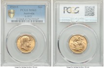 Edward VII gold Sovereign 1910-S MS63 PCGS, Sydney mint, KM15, S-3973. AGW 0.2355 oz. 

HID09801242017

© 2020 Heritage Auctions | All Rights Reserved...