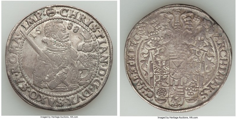 Saxony. Christian I Taler 1588-HB XF, Dresden mint. Dav-9806. 41.0mm. 28.74gm. L...