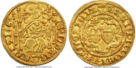 Trier. Kuno II von Falkenstein gold Goldgulden ND (1362-1388) AU55 NGC, Coblenz mint, Fr-3401. CVnO ΛR | ЄPS TRЄ', St. Peter seated facing on gothic t...