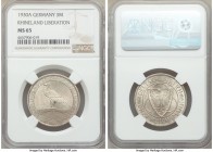 Weimar Republic "Rhineland" 3 Mark 1930-A MS65 NGC, Berlin mint, KM70. Commemorates the Liberation of Rhineland. 

HID09801242017

© 2020 Heritage Auc...