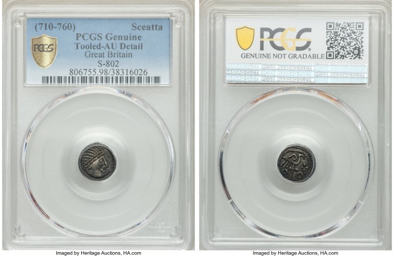 Early Anglo-Saxon. Secondary Phase Sceat ND (710-760) AU Details (Tooled) PCGS, ...