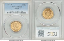 George I gold 20 Drachmai 1884-A MS63 PCGS, Paris mint, KM56. One year type. AGW 0.1867 oz. 

HID09801242017

© 2020 Heritage Auctions | All Rights Re...