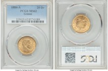 George I gold 20 Drachmai 1884-A MS62 PCGS, Paris mint, KM56. One year type. AGW 0.1867 oz. 

HID09801242017

© 2020 Heritage Auctions | All Rights Re...