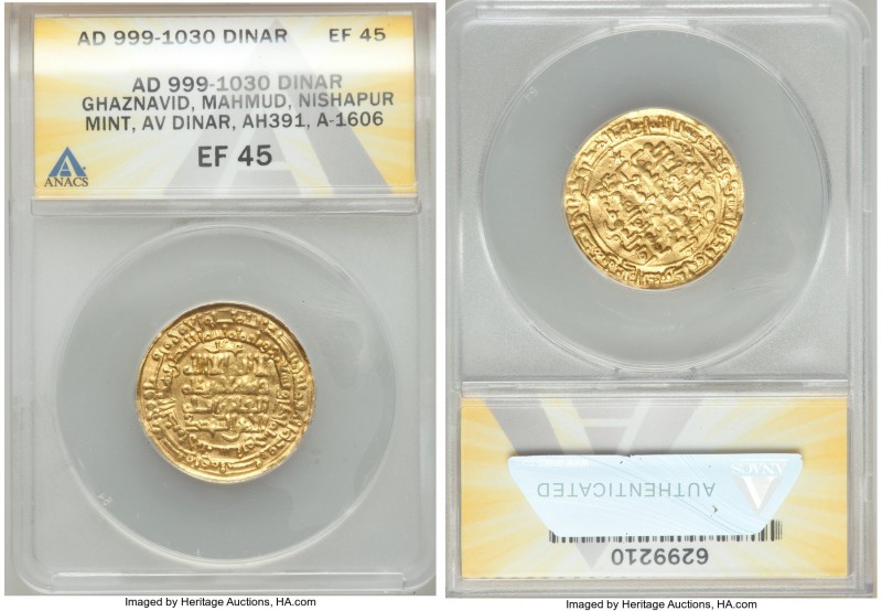 Ghaznavid. Mahmud (AH 389-421 / AD 999-1030) gold Dinar AH 391 (AD 1000/1001) XF...