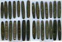 47-Piece Lot of Uncertified "Tiger Tongue" & "Canoe Money" Lats ND (16th-19th Century), Mitch-pp. 386-390, Opitz-pp. 199-200. An intriguing collection...