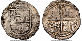 Philip II Cob 4 Reales ND (1556-1598) S-D VF35 NGC, Seville mint, Cayon-3786. Lis over shield, Square D variety. 13.64gm. 

HID09801242017

© 2020 Her...