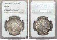 Confederation 5 Francs 1851-A MS64 NGC, Paris mint, KM11. Light gold and taupe-gray toning over lustrous fields. 

HID09801242017

© 2020 Heritage Auc...