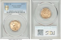 Confederation gold 20 Francs 1927-B MS66 PCGS, Bern mint, KM35.1. Exceptional luster on virtually mark free surfaces. AGW 0.1867 oz. 

HID09801242017
...