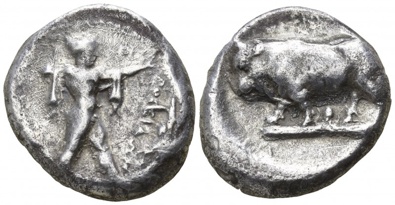 Lucania. Poseidonia 410-350 BC.
Nomos AR

18mm., 7,09g.

ΠΟΣΕΙΔΩΝ, Poseidon...