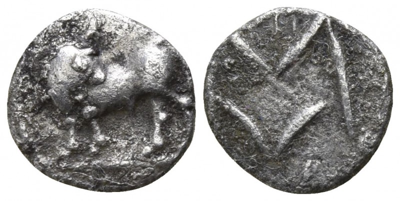 Lucania. Sybaris circa 550-510 BC.
Obol AR

8mm., 0,40g.

Bull standing lef...