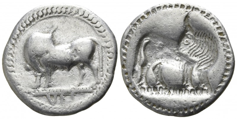Lucania. Sybaris circa 530-510 BC.
Drachm AR

19mm., 3,14g.

 Bull standing...