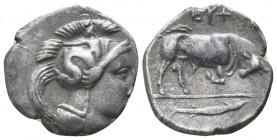 Lucania. Thurii 350-300 BC. Diobol AR