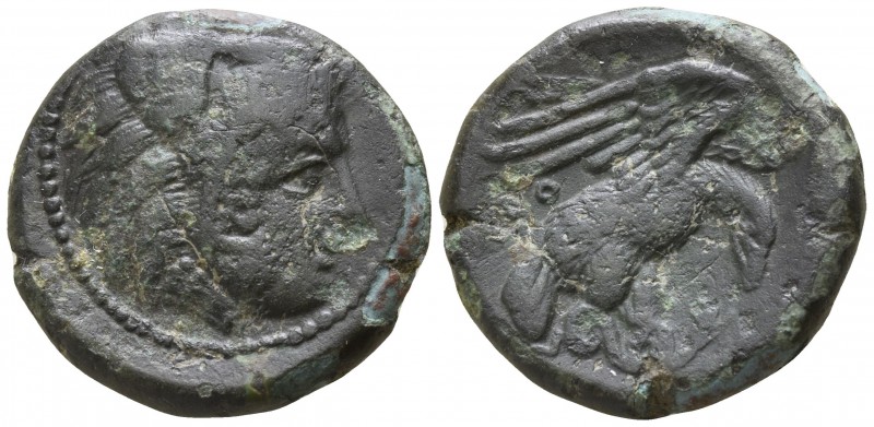 Bruttium. Kroton 333-331 BC.
Bronze Æ

18mm., 6,64g.

Head of Herakles righ...