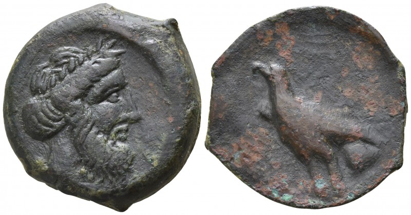 Bruttium. Lokroi Epizephyrioi 300-268 BC.
Bronze Æ

21mm., 10,80g.

Laureat...