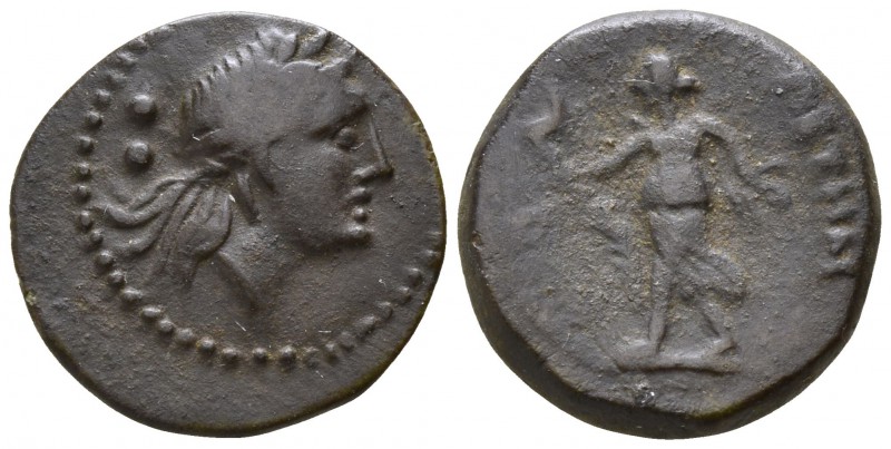 Bruttium. Petelia circa 215-210 BC.
Sextans AE

14mm., 2,25g.

Laureate hea...