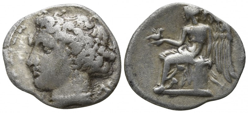 Bruttium. Terina circa 300 BC.
Tetrobol AR

15mm., 2,30g.

TEPINAIΩN, Head ...