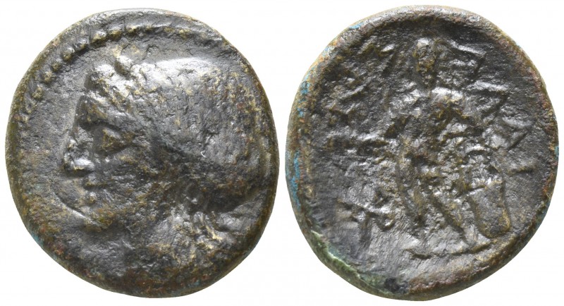 Sicily. Alaesa 204-200 BC.
Bronze Æ

19mm., 5,57g.

Laureate head of Apollo...