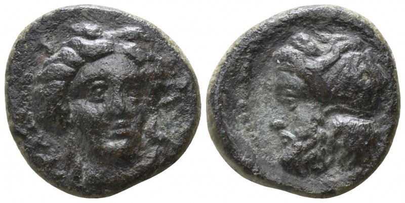 Sicily. Gela circa 339-310 BC.
Bronze Æ

14mm., 2,67g.

Head of Demeter fac...
