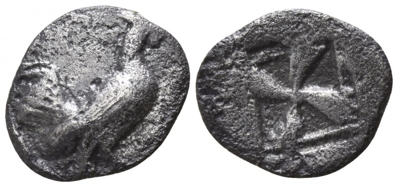 Sicily. Himera 530-520 BC.
Obol AR

11mm., 0,71g.

Cock advancing right / M...