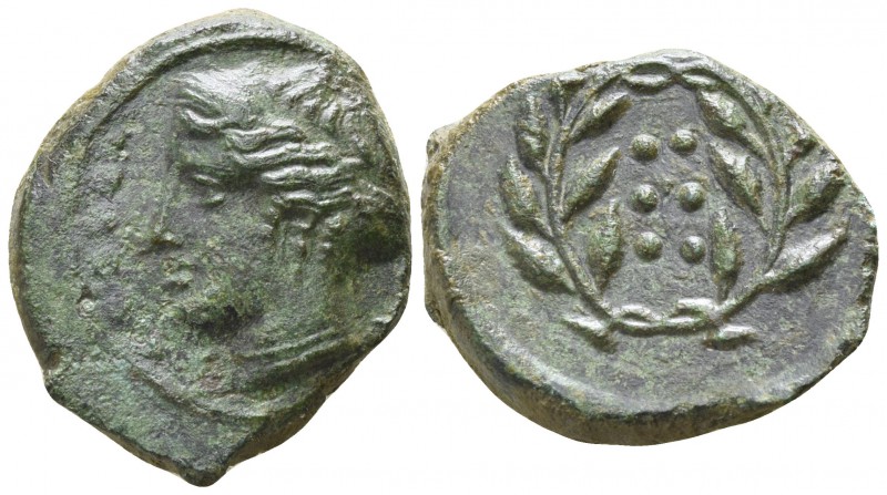 Sicily. Himera 420-407 BC.
Hemilitron Æ

18mm., 4,10g.

[IME], head of nymp...