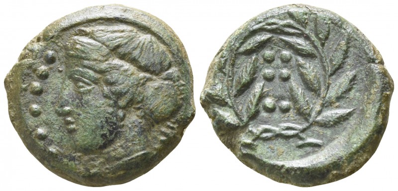 Sicily. Himera 420-407 BC.
Hemilitron Æ

16mm., 3,89g.

[IME], head of nymp...